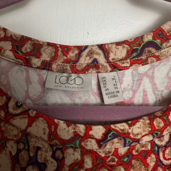 LOGO by Lori Goldstein Animal Print super soft ruffle top size L #1477 - Picture 8 of 10